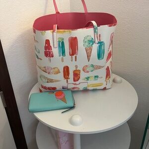 Kate Spade ice cream tote bag with matching wallet
